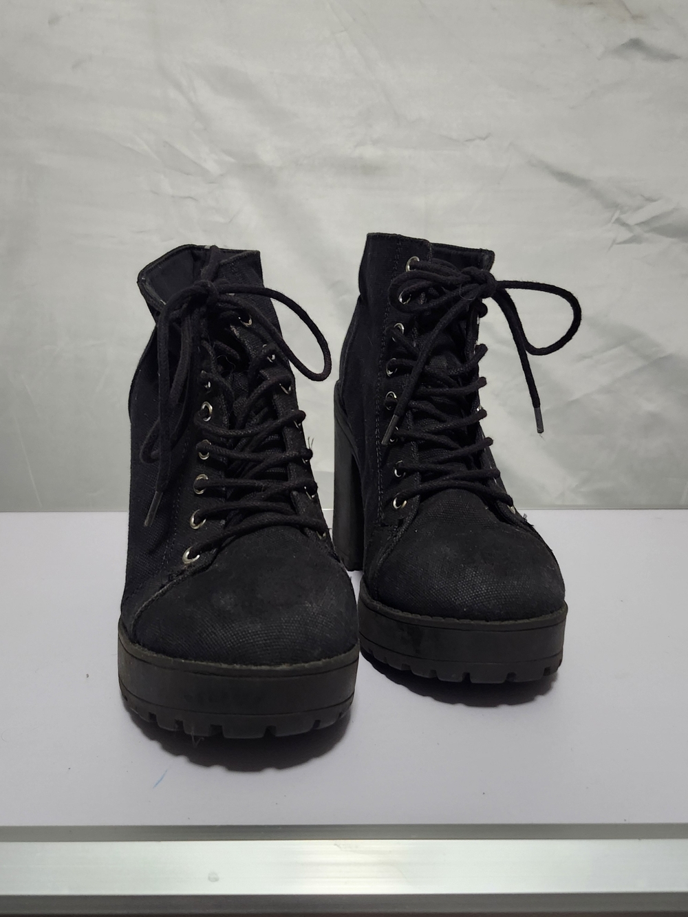 H&M Black Lace-Up Platform Ankle Booties